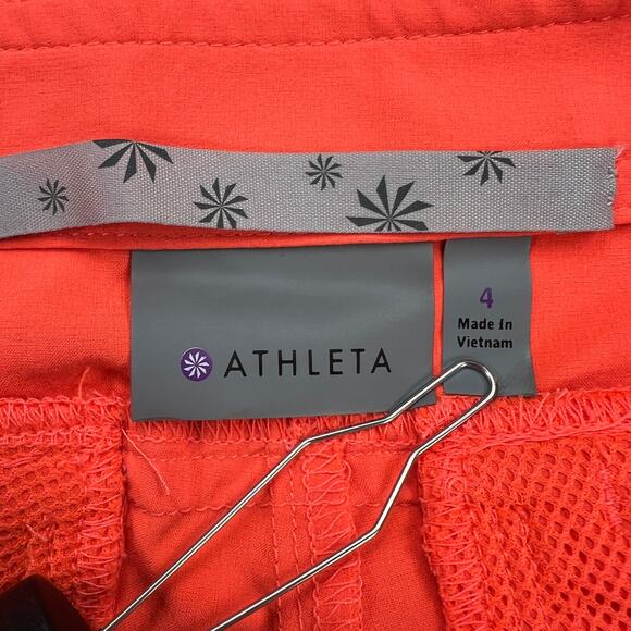 Athleta Costa Neon Orange Athletic Shorts UPF Quick Dry Pockets Size 4 - Picture 2 of 10